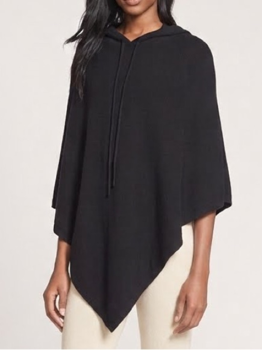 Joie Black Wool & Cashmere Hooded Poncho M/L Minimal Chic Quiet Luxury Layering